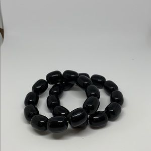 Black Elastic bead bracelets set of 2
